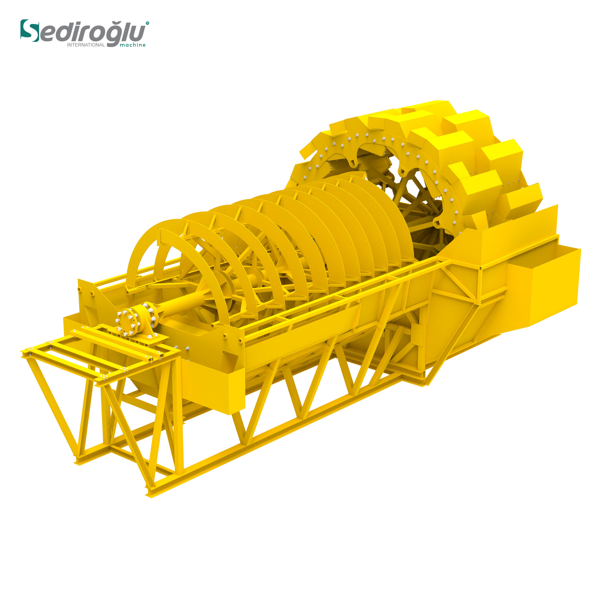 Robust bucket wheel sand washer for washing fine particles