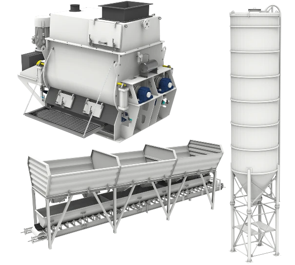 Concrete batching plant machines